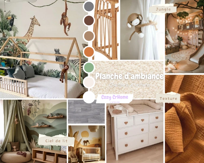 Chambre enfant jungle moodboard