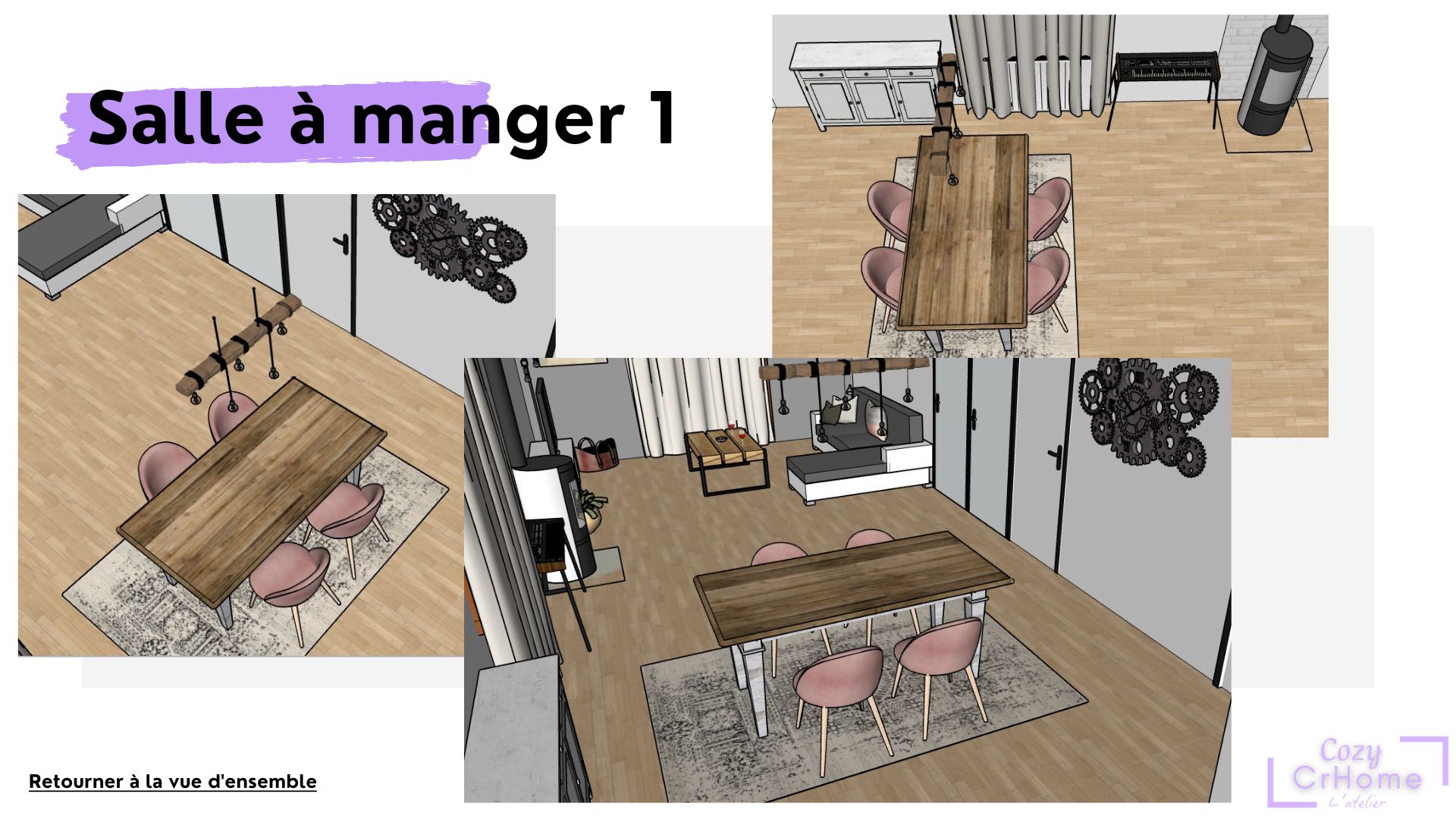 Modélisation 3D Salle à manger Industriel Farmhouse
