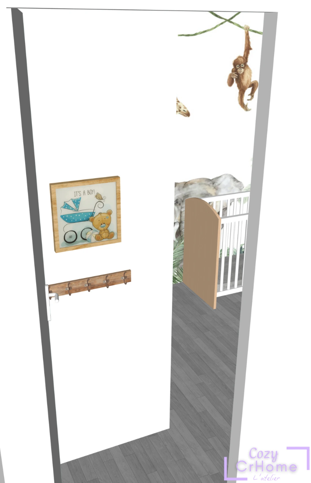 Chambre enfant jungle modélisation 3D