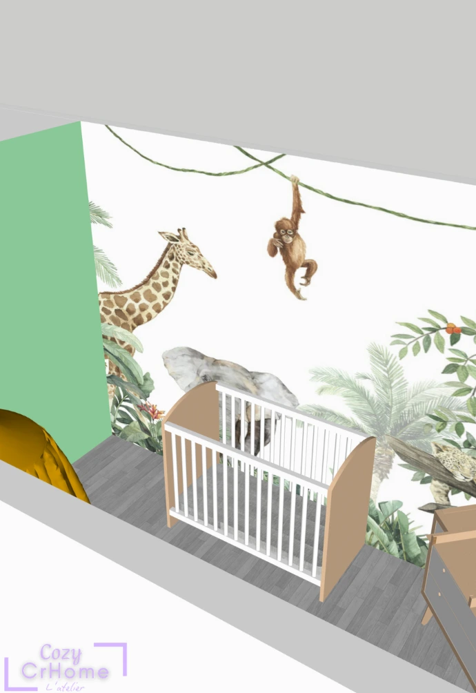 Chambre enfant jungle modélisation 3D