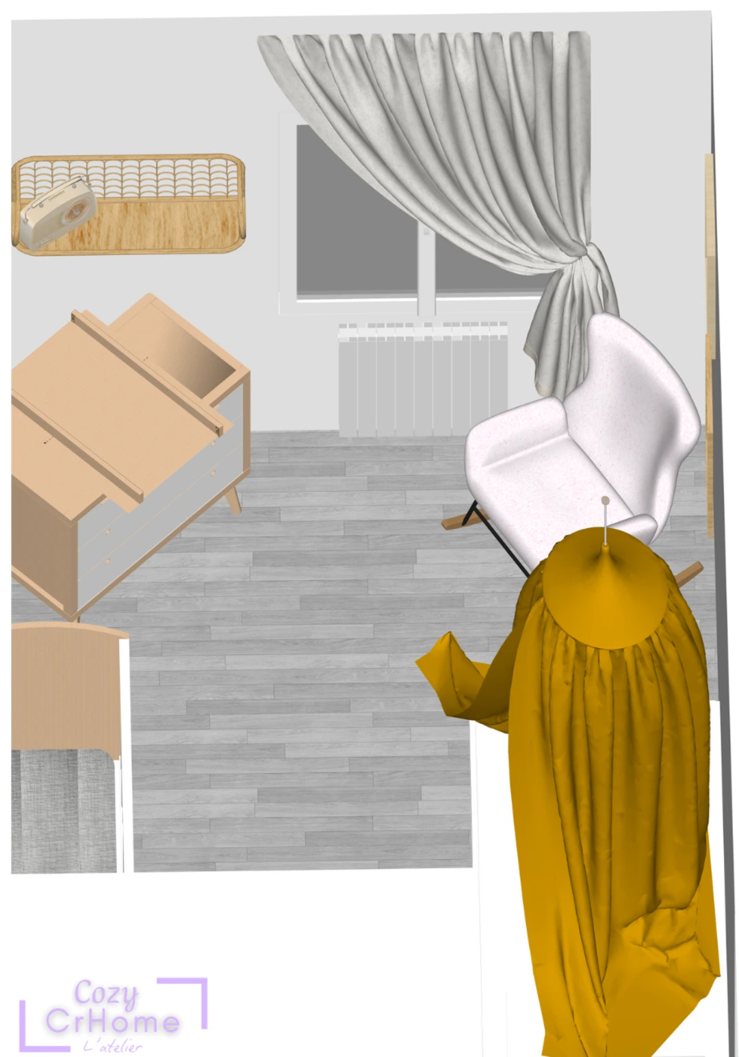 Chambre enfant jungle modélisation 3D