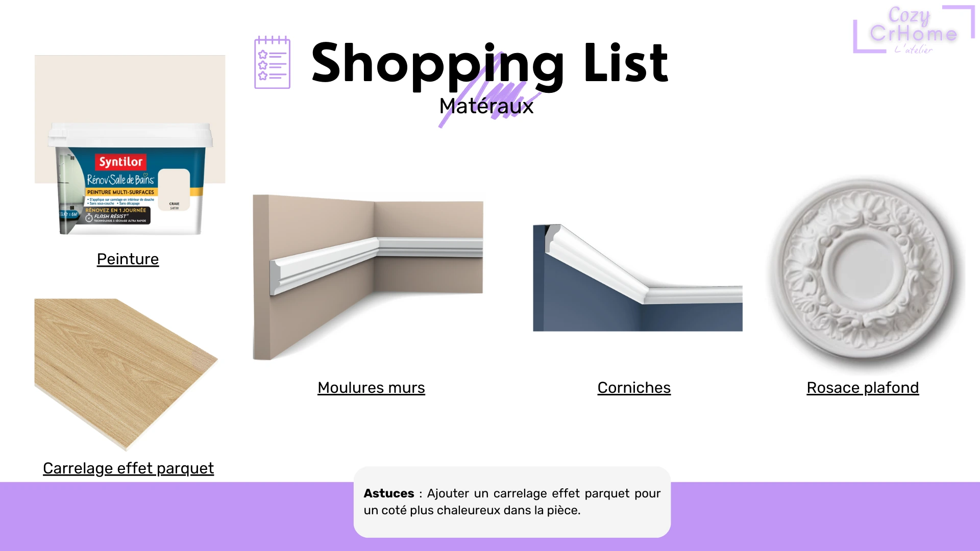 shopping list Salle de bain Louis XV