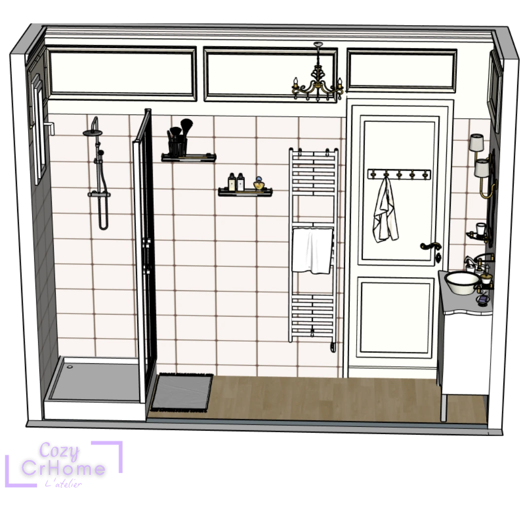 Salle de bain modélisation 3D Louis XV