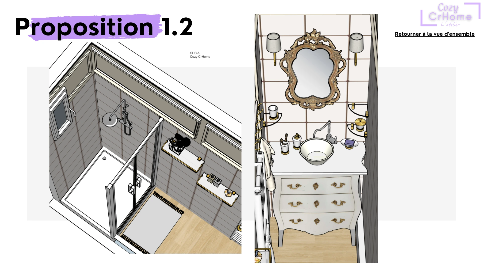 Salle de bain modélisation 3D Louis XV