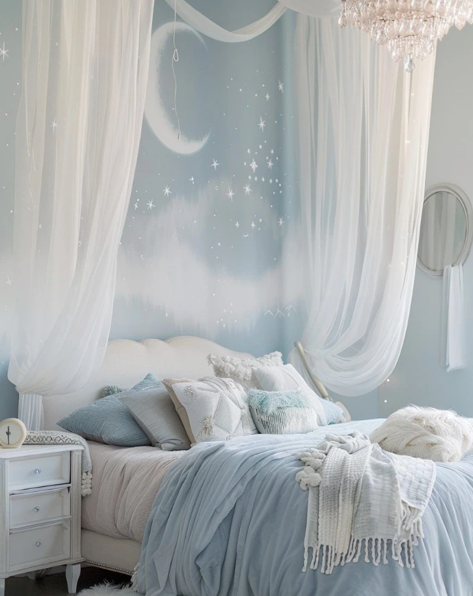 Chambre bleu et blanc